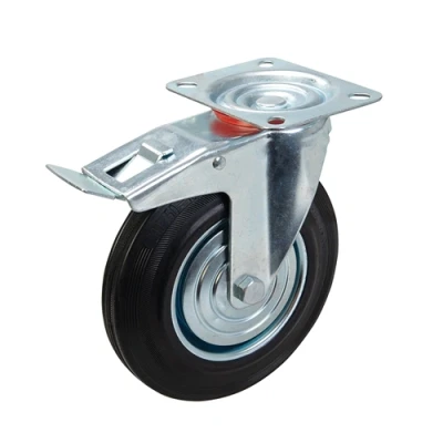 Image of Fixman Heavy Duty Braked Rubber Castor 200mm 200kg