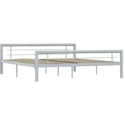 Image of vidaXL Bed Frame, Super King Metal 180x200 cm, Durable and Comfortable, Grey White