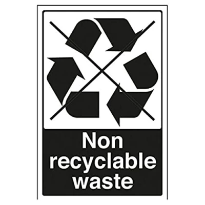 Image of V Safety Non Recyclable Waste Recycling Sign 200mm x 300mm 1mm Rigid Plastic