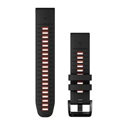Image of Garmin epix PRO (g2) 22mm QuickFit Black/Flame Red Silicone Band