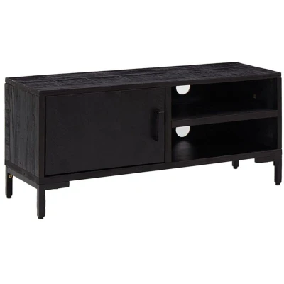 Image of vidaXL TV Cabinet Black 90x30x40 cm Solid Pinewood