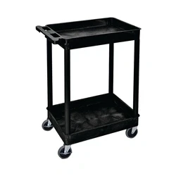 Image of Multipurpose 2 Shelf Trolley with Uprights 136kg Capacity Black GI927L