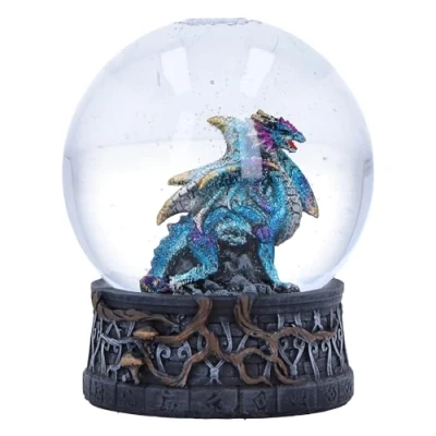Image of Nemesis Now Dragon Storm Snow Globe 10cm, Resin, Blue Globe, Home Décor, Cast in the Finest Expertly Hand Painted