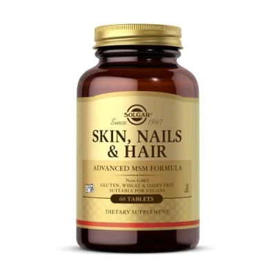 Image of Solgar Skin Hair and Nails 60 pack Helps Build Collagen With Zinc, Copper Vitamin C Vegan Gluten Free , Packaging May Vary