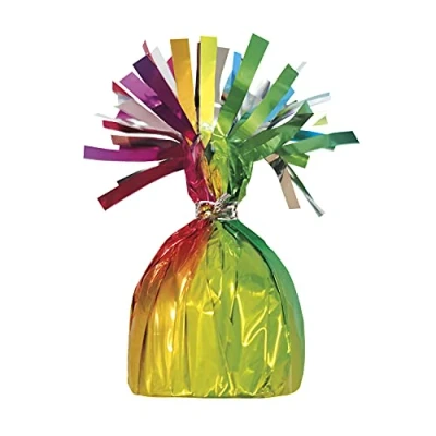 Image of Unique 85650 Foil Balloon Weight Rainbow Colour 1 Count (Pack of 1), Multicolour