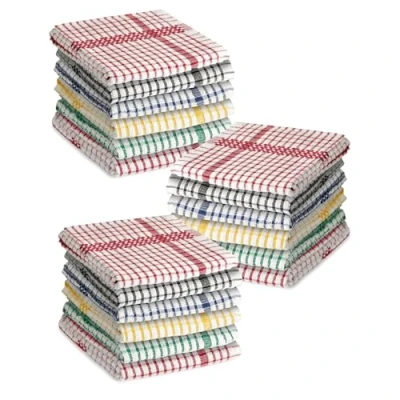 Image of Emma Barclay Tea Towels for Kitchen Packs of 18 100% Cotton Terry Multicoloured Home Household Essentials Dish Cloths Superdry Check Design Pack