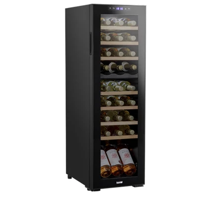 Image of Baridi 27 Bottle Dual Zone Wine Cooler, Fridge with Digital Touch Screen Controls, Wooden Shelves &amp; LED Light, Black DH90