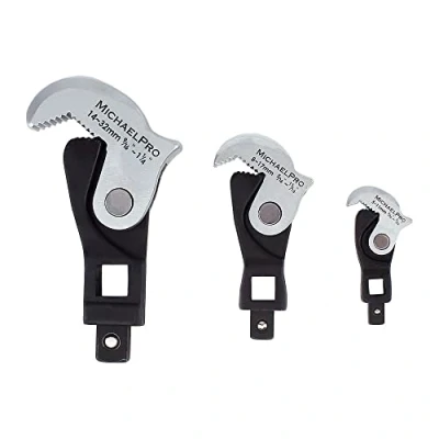 Image of MichaelPro 3 Pc Spring Loaded Auto Size Adjusting Crowfoot Wrench Set, Self Wrench, Multi Rapid MP001205