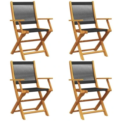 Image of vidaXL Folding Garden Chairs 4 pcs Black Solid Wood Acacia
