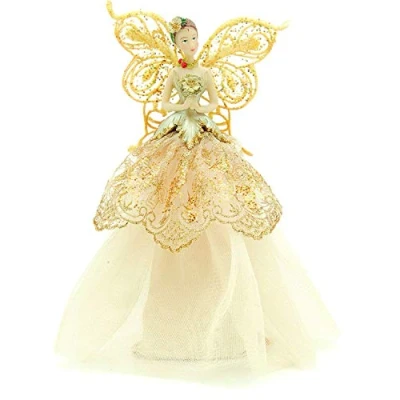 Image of Gisela Graham Christmas Harmony Gold Angel Fairy Tree Topper