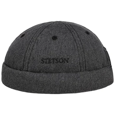 Image of Stetson Cotton Melange Docker Hat Men Cap with Cuff, caps Winter Autumn Spring Summer M (56 57 cm) Anthracite
