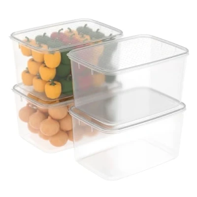 Image of Cetomo 7L*4 Food Storage Container, Fridge Organizer with Lid, Plastic Refrigerator Organizers for Pantry and Fruits, BPA free, Freezer Safe, Microwave Durable, Grade, Clear, 7L 4 Pack