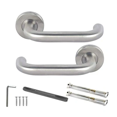 Image of Eurospec Safety DDA Compliant Lever on Rose RTD Door Handles 19mm Satin Stainless Steel