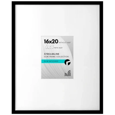 Image of Americanflat 16x20 Picture Frame in Black Use as 6x8 with Mat or Without Thin Border Photo Plexiglass Cover Vertical Horizontal Wall Display