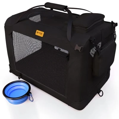 Image of PETPROVED Dog Travel Crate Carrier Cat Extra Large Pet for Medium Dogs Puppy Soft Fabric Car Collapsible