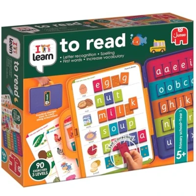 Image of I Learn to Read Word Learning Games for Kids Improves Letter and Recognition, Spelling Vocabulary Skills 90 Exercises, 3 Difficulty Levels Carry Case Ages 5 Years Plus Jumbo