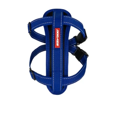 Image of EzyDog Adjustable Chest Plate Harness Step In, No Pull Dog Harness, XX Small to Large Dogs Reflective, Durable Soft Webbing, K9 Travel Vest with Car Restraint Ideal for Active Pets Blue