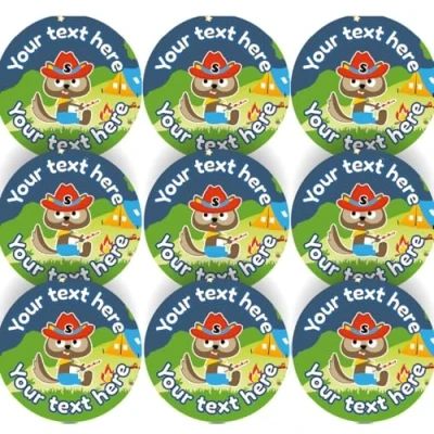 Image of 144 Personalised Camp Beavers 30mm Forest School Scout Reward Stickers for Teachers, Parents and Nursery