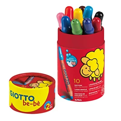 Image of GIOTTO be bè Large Colouring Pencils Set, 10 Assorted Colours, Super Washable, Suitable for Ages 2+, Ideal Children