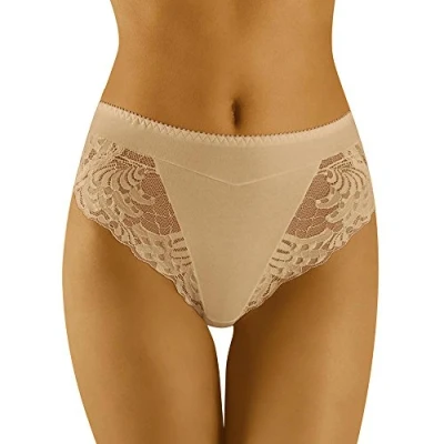 Image of Wolbar High Waist Lace Women&#039;s Briefs WB408, Beige,L