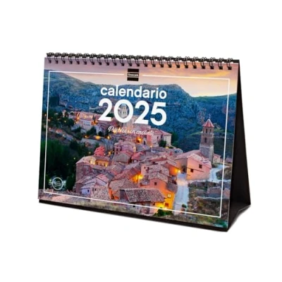 Image of Finocam Calendar Desktop Images to Write 2025 Month View January December (12 months) Charming Villages Spanish