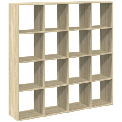 Image of vidaXL Book Cabinet/Bookcase/Bookshelf Sonoma Oak Engineered Wood, 16 Compartments, Room Divider, 137.5 x 29 cm
