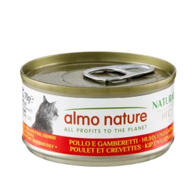 Image of almo nature HFC Natural Wet Cat Food with Chicken &amp; Tuna (Pack of 24 x 70g Tins) transparent