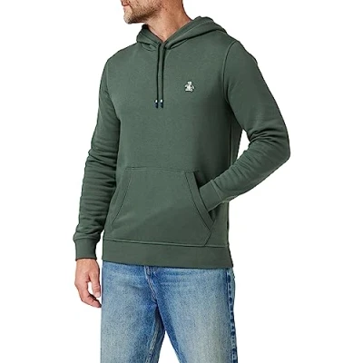Image of Original Penguin Men&#039;s Hoodie, Sticker Pete Organic Cotton Fleece Pullover Urban Chic, S