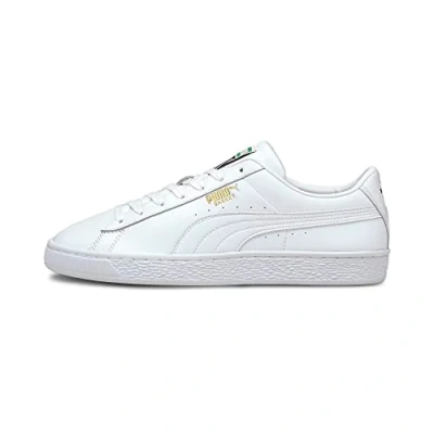 Image of Puma Mens Unisex Basket Classic XXI Trainers White Leather (archived) Size EU 40