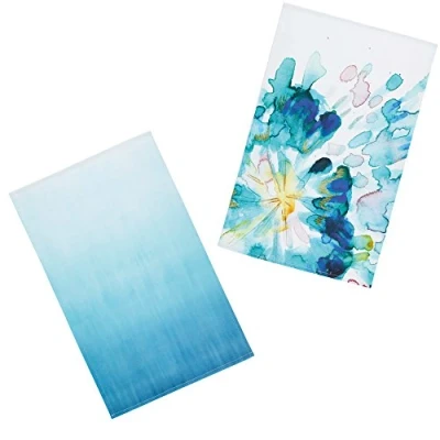 Image of KitchenCraft KCABSTTTPK2 &#039;Abstract Flower&#039; 100% Cotton Printed Floral Tea Towels, 70 x 47 cm Multi Colour (Set of 2)