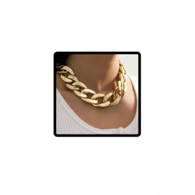 Image of Carufin Punk Necklace Acrylic Chunky Chain Cuban Link Hip Hop Choker Necklaces Jewelry for Women Girls (Gold)