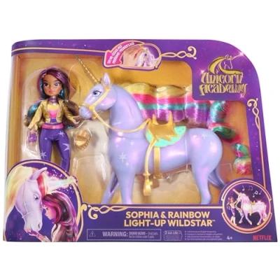 Image of Unicorn Academy, Sophia &amp; Interactive Rainbow Light up Wildstar Toy with Lights, Sounds and Music, Dolls Toys for Girls Aged 4