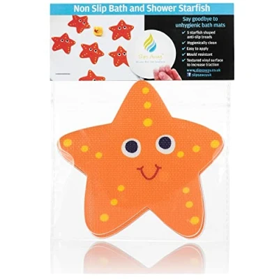 Image of Non Slip bath Stickers Modern fun stylish alternative shower mat strong textured stick on Anti safety for family Toddler child kids baby (5x Starfish)