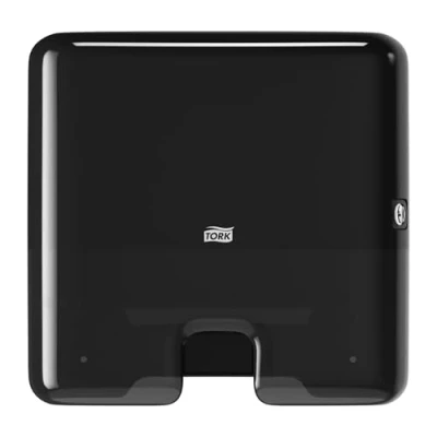 Image of Tork Xpress Multifold Mini Hand Towel Wall Mounted Dispenser Black H2, One at a Time Dispensing, Elevation Range, 552108