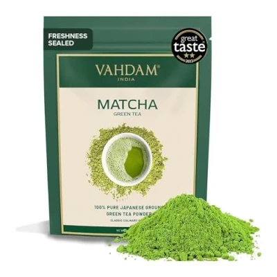 Image of VAHDAM, Matcha Green Tea Powder SUPERFOOD (25g, 12 Servings) Pure Japanese Powder, Classic Culinary Grade Latte Mix, Smoothies &amp; Recipes
