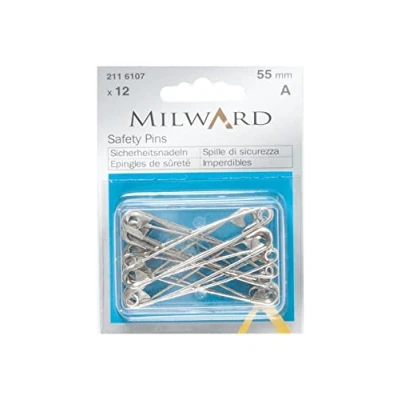 Image of MILWARD Safety Pins, Steel, Silver, 10cm x 7cm 2cm