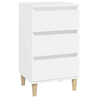 Image of vidaXL Trendy Bedside Cabinet in White 40x35x70 cm, Engineered Wood with 3 Drawers Stylish and sturdy design addition for your Bedroom