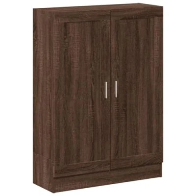 Image of vidaXL Brown Oak Book Cabinet Engineered Wood, Spacious Compartments with Doors, 82.5x30.5x115 cm for Home/Office