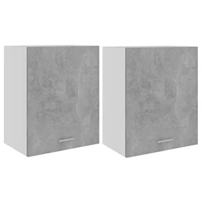 Image of vidaXL 2x Kitchen Cabinets Home Equipment Indoor Furniture Tool Storage Shelf Organiser Morden Cupboard Concrete Grey Chipboard