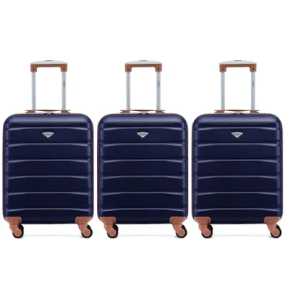 Image of Flight Knight Set of 3 Premium Lightweight 4 Wheel ABS Hard Case Suitcases Cabin Carry On Hand Luggage Approved for Over 60 Airlines easyJet, Jet2 &amp; Maximum Size Ryanair (Priority) 55x40x20cm
