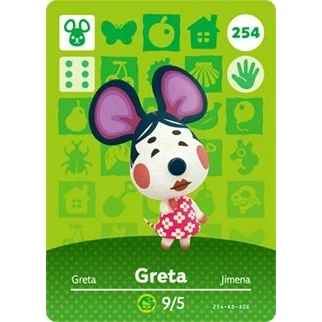 Image of Greta Nintendo Animal Crossing Happy Home Designer Amiibo Card 254