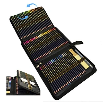 Image of ZZONEART 96 Watercolour Pencils Drawing Art Set With Large Case,Colouring and Sketching Graphite Supplies for Adult Artists