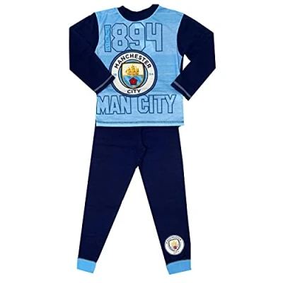 Image of Character Linens Boys Manchester City Football Club F.C. Pyjamas Pjs 4 12 Years (4 5 Years) Blue