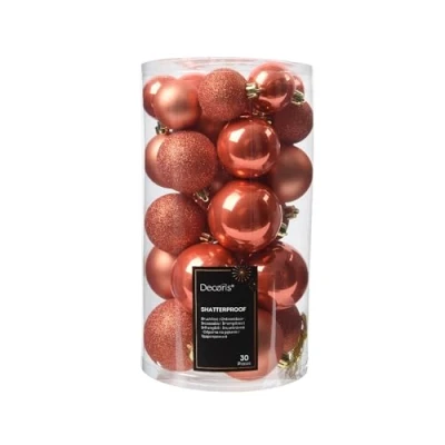 Image of Kaemingk Shatterproof Baubles Tube 30 Black Truffle 6cm Spiced Pumpkin