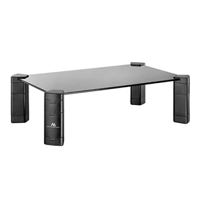 Image of Maclean MC 934 Monitor Stand Height Adjustable Screen Laptop Tempered Glass Shelf Up To Max. 20kg