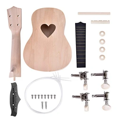 Image of Ukulele DIY Kit, Make Your Own 21 Inch Basswood 4 String Set(Heart) …