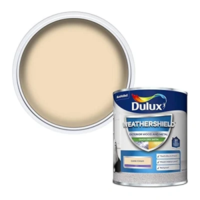 Image of Dulux Weather Shield Quick Dry Satin Paint, 750 ml Celtic Cream