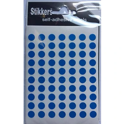 Image of 490 Blue 8mm Sticky Coloured Dots Easy Peel Self Adhesive Colour Coding Round Labels Circle Stickers