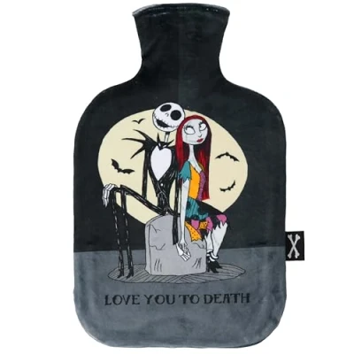 Image of Disney Hot Water Bottle &amp; Fleece Cover, Bag Cosy Gifts for Her (Jack Sally_1800 ML)