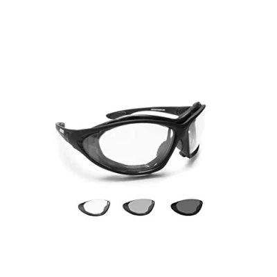 Image of BERTONI Motorcycle Goggles PAdded Glasses Photochromic Antifog F333A (Photochromic Lens)